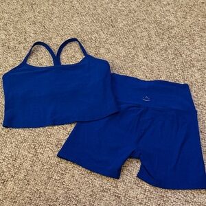 Beyond Yoga Blue Tank in Large and Biker Shorts in Medium - Sold Togethor